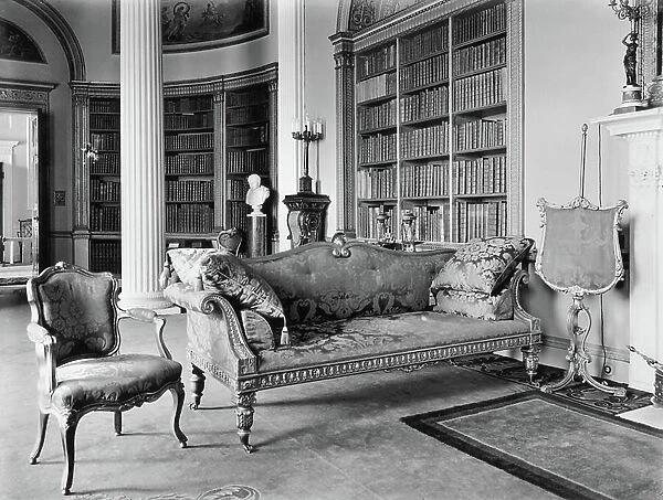 Detail of the Libary at Kenwood House, Hampstead, London, from The Country Houses of Robert Adam, by Eileen Harris, published 2007 (b / w photo)