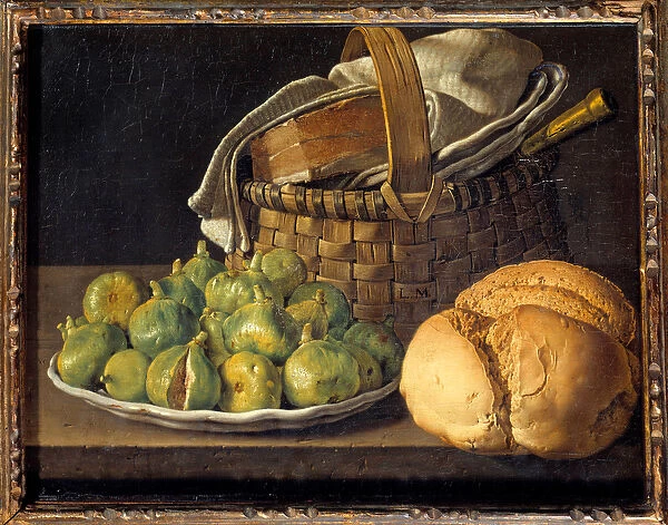 Still Life with Figs Painting by Luis Melendez (1716-1780) 18th century Sun. 0, 37x0, 49 m