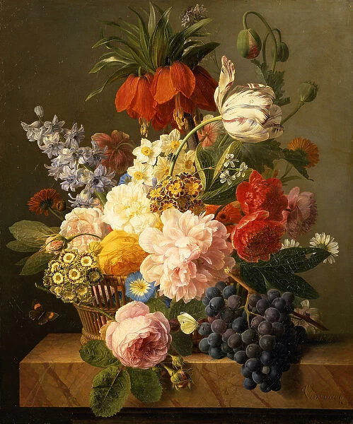 Still Life with Flowers and Fruit, 1827 (oil on canvas)