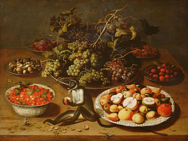 Still Life with Monkey (oil on canvas)