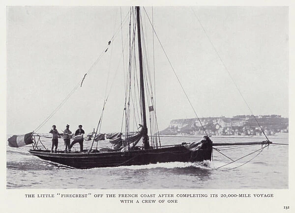 The little 'Firecrest'off the French coast after completing its 20, 000-mile voyage with a crew of one (b  /  w photo)