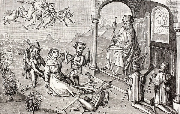 The magician Armogenes orders devils to bring him the apostle St. James, from Military