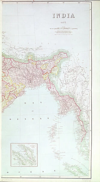 Map of India, 1877 (colour litho)