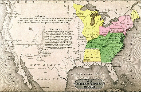 Map of the United States in 1803, from Our Whole Country: The Past and Present