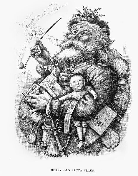 Merry Old Santa Claus, engraved by the artist, 1889 (b  /  w engraving)