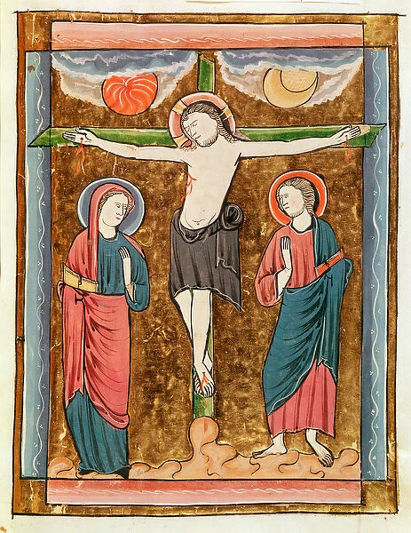 Ms 3016 fol. 18r The Crucifixion, from Psautier a l Usage de Paris (vellum)