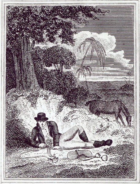 Mungo Park in Africa, an illustration from Travels in the interior districts of Africa