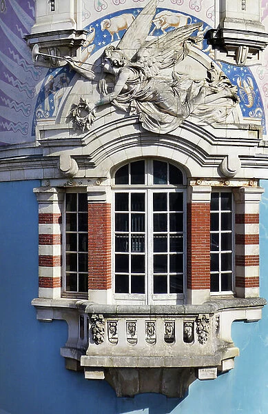 Nantes (Loire-Atlantique): detail of the tower of the former LU factory (Lefevre-Utile)