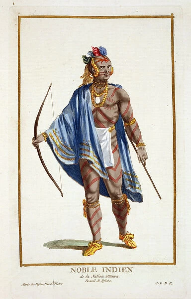 A Noble Indian from the Ottawa Nation, 1780 (coloured engraving)