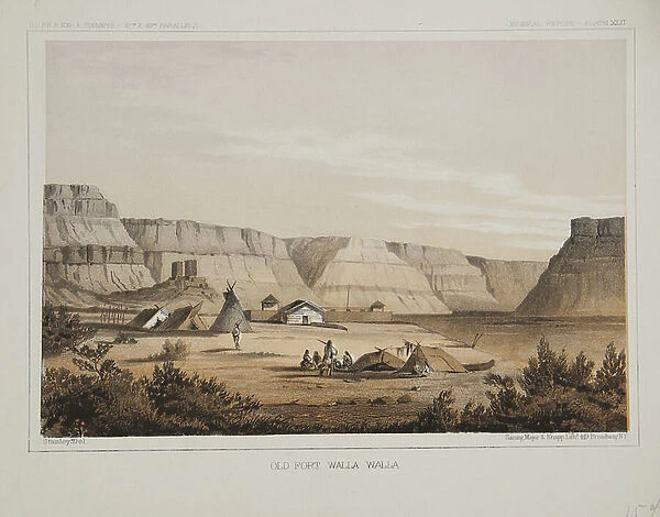 Old Fort Walla Walla, 1856 (lithograph)