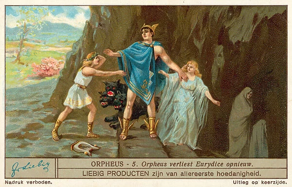 Orpheus loses Eurydice again (chromolitho)