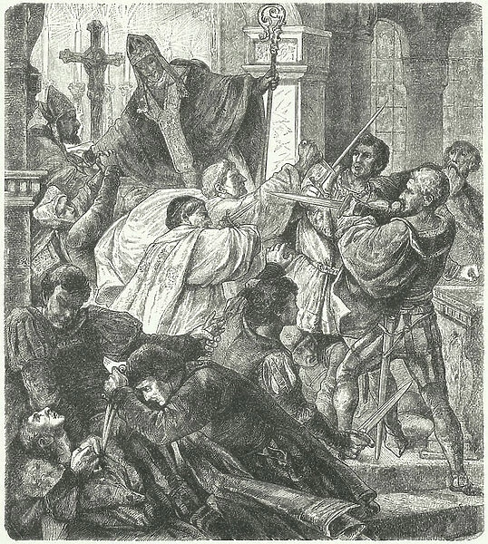 The Pazzi conspiracy, assassination attempt against Lorenzo and Giuliano de Medici, Florence, 1478 (engraving)