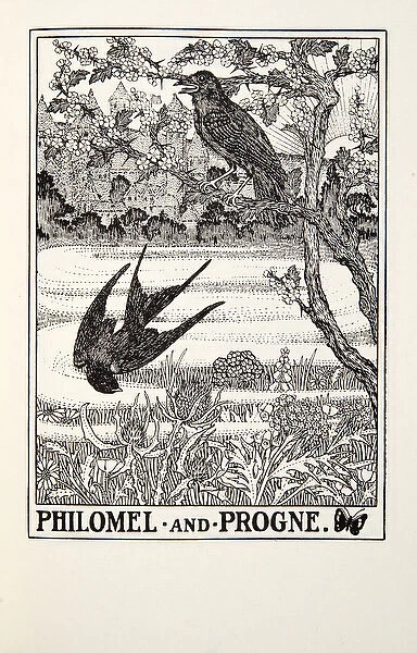 Philomel and Progne, from Fontaine Fables, pub. 1905 (engraving)