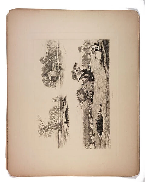 On picket at the river bank, 1876 (etching)