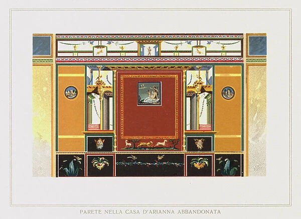 Pompei: Parete Nella Casa D Arianna Abbandonata (colour litho)