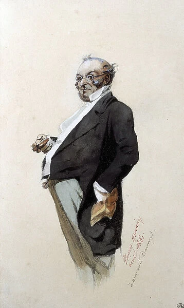 Portrait of the author in Monsieur Prud homme Drawing by Henry Bonaventure Monnier