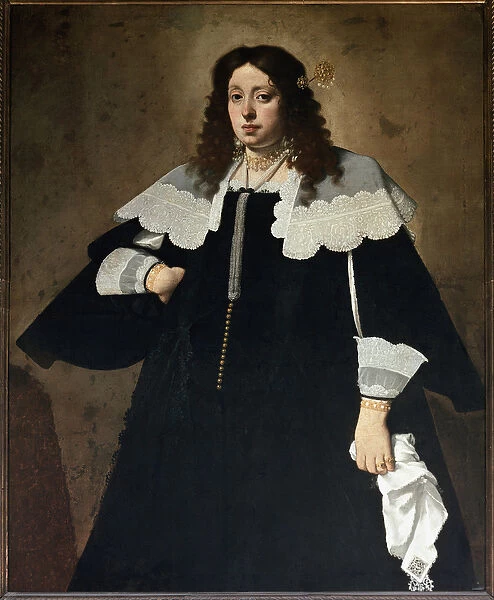 Portrait of a lady with a white handkerchief (oil on canvas, 1640-1645)