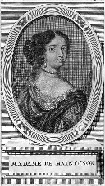 Portrait of Madame de Maintenon (engraving) (b  /  w photo)