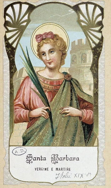 Portrait of 'Santa Barbara vergine e martire', Italian pious image