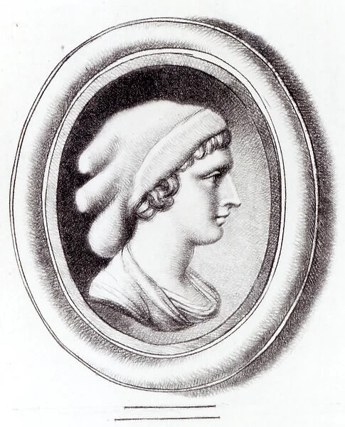 Portrait of Sappho (engraving) (b  /  w photo)