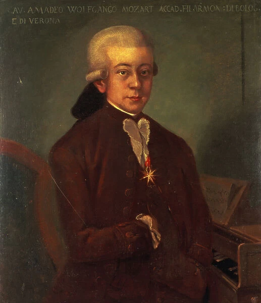 Portrait of Wolfgang Amadeus Mozart (1756-91) wearing the Order of the Golden Spur, 1777