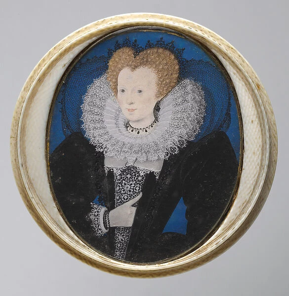 Portrait of a Woman, c. 1590 (w  /  c on vellum in original turned ivory case)