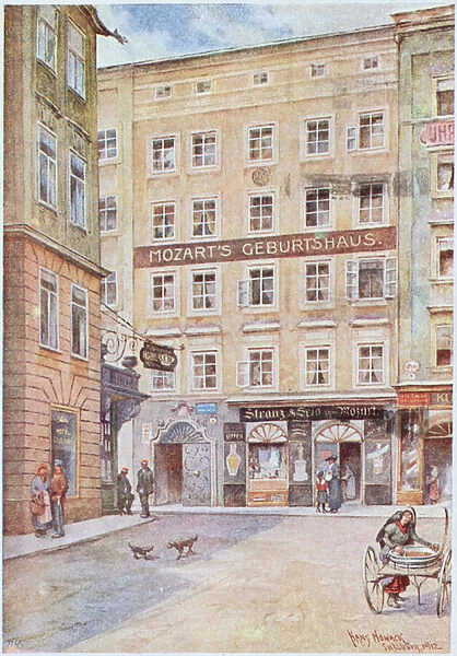 Postcard depicting the house in Salzburg where Wolfgang Amadeus Mozart (1756-91) was born