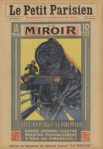 Poster advertising the launch of the new French newspaper Le Miroir (colour litho)