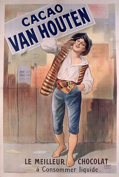 Poster advertising Van Houten cocoa (colour litho)