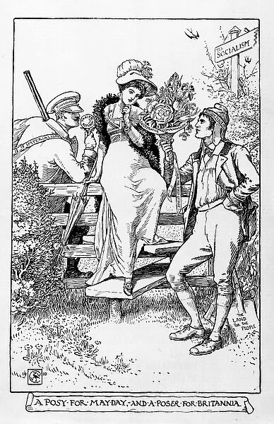 A Posy for Mayday and a poser for Britannia, 1910 (engraving)