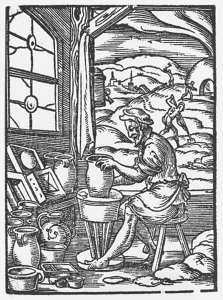 The potter, 1574 (woodcut) (b  /  w photo)