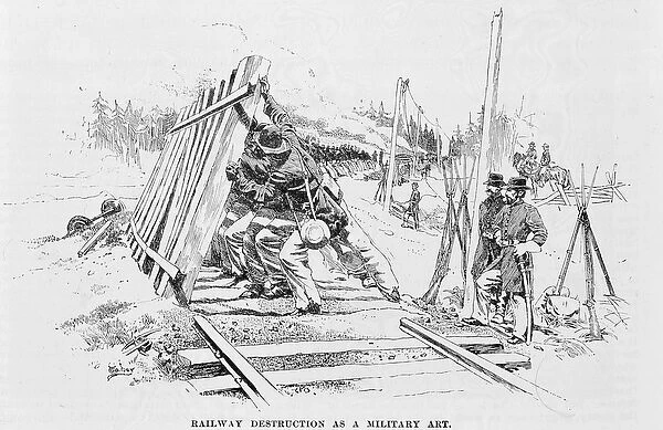 Railway destruction as a military art, illustration from