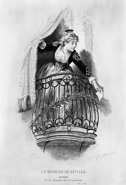 Rosine, illustration from Act I Scene 3 of The Barber of Seville by Pierre