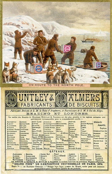 On Route to the North Pole, front and back of a promotional card for Huntley