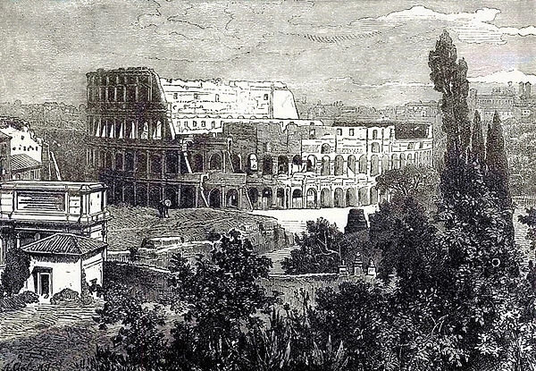 Ruins of the Colosseum, from the Palatine, illustration from Cassells Illustrated Universal History by Edward Ollier, published 1890 (digitally enhanced image)