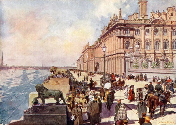 Russia: The Winter Palace on the Neva (colour litho)