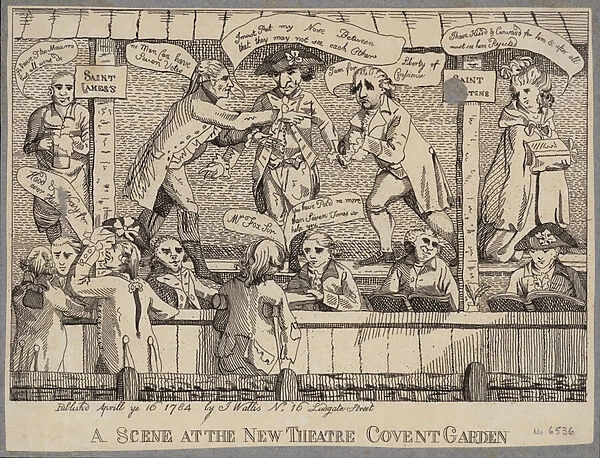 A Scene at the New Theatre, Covent Garden: satire depicting a political hustings in Covent Garden, London, 1784 (engraving)