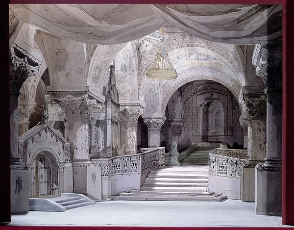 Scenery design for a performance of Hernani by Victor Hugo (1802-85)