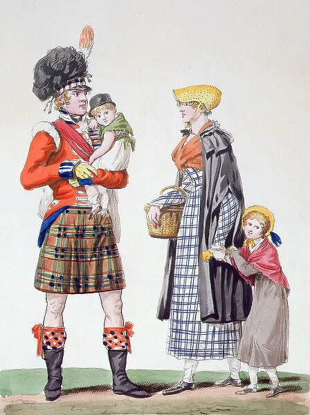 Scottish family (colour litho)