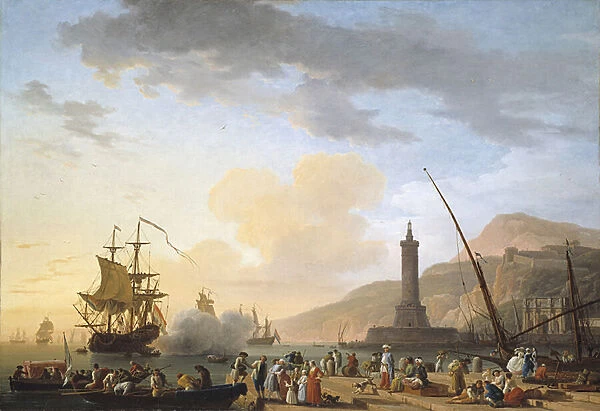 A Seaport at Sunset, 1749 (oil on canvas)