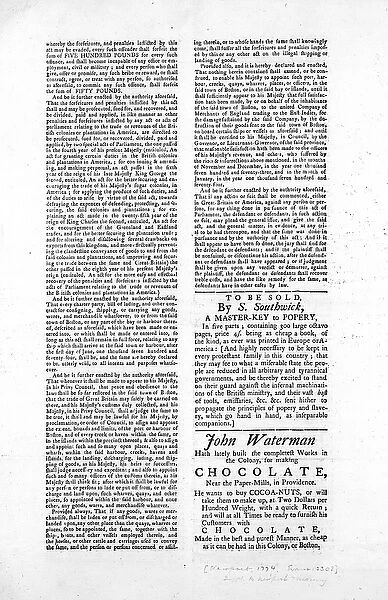 Second page of a broadside outlining the Act for Blocking up the Harbour of Boston