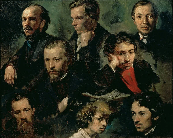 Self Portrait and Portraits of Friends, 1864 (oil on canvas)