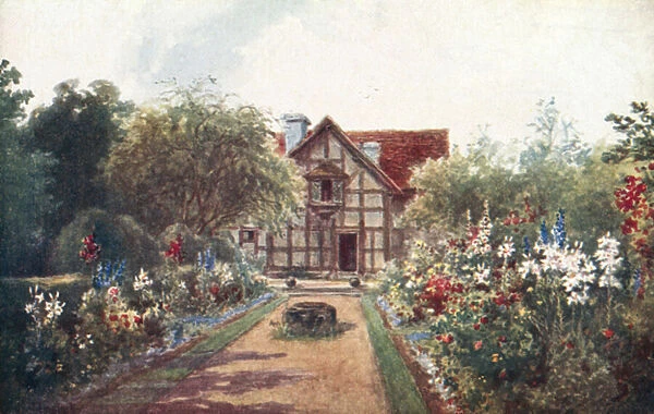 Shakespeares birthplace garden (colour litho)