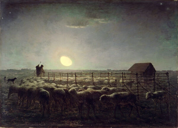 The Sheepfold, Moonlight, 1856-60 (oil on panel)