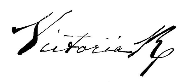 Signature of Queen Victoria, as appended to the coronation oath (engraving)