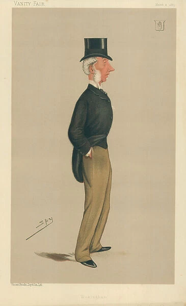 Sir George Russell, Wokingham, 2 March 1889, Vanity Fair cartoon (colour litho)
