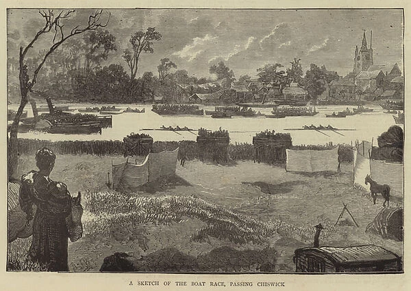 A Sketch of the Boat Race, passing Chiswick (engraving)