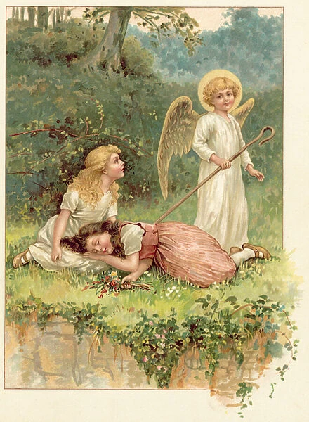 Snow-White, Rose-Red, and the Angel (chromolitho)