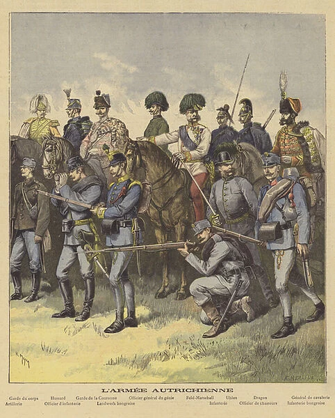 Soldiers of the Austrian Army (colour litho)