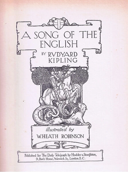A Song of the English title page (St George and the Dragon) (litho)